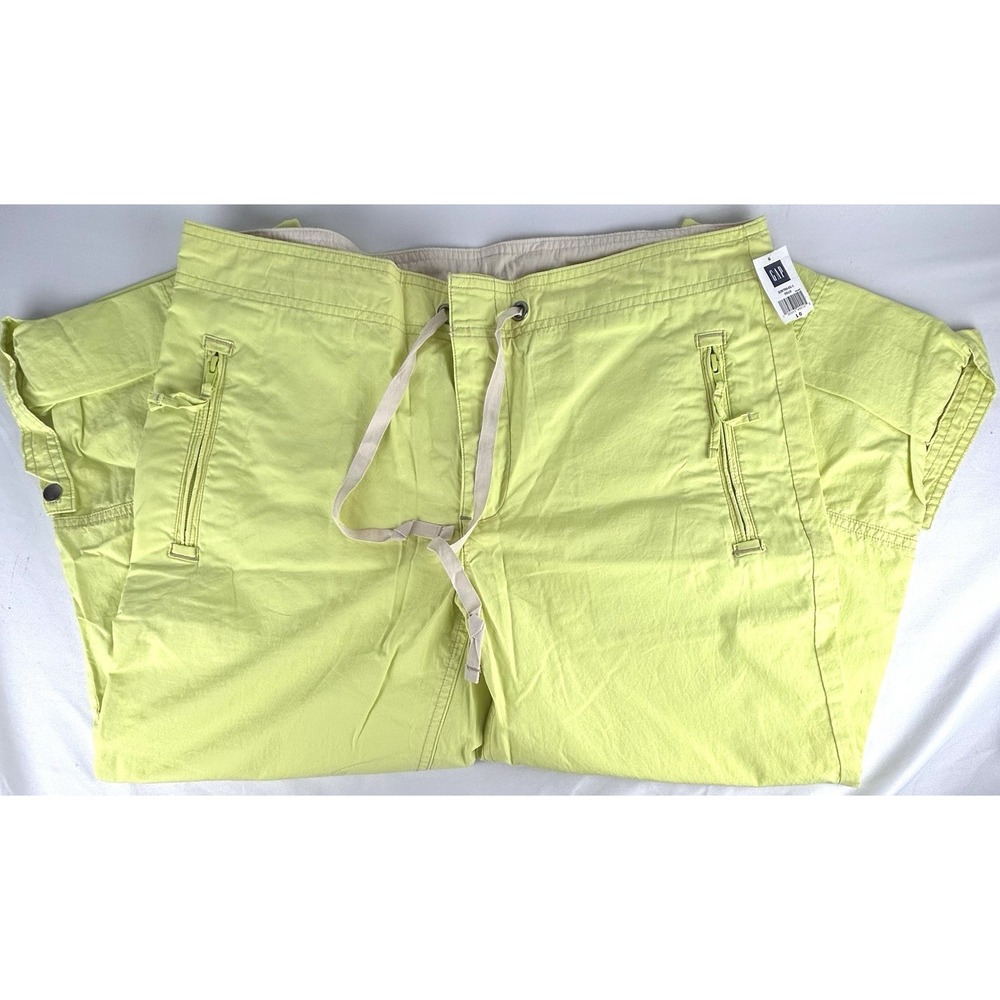 NWT Vintage Y2K Gap Chartreuse Green Parachute Pants Sz 10 Roll Up Drawstring
